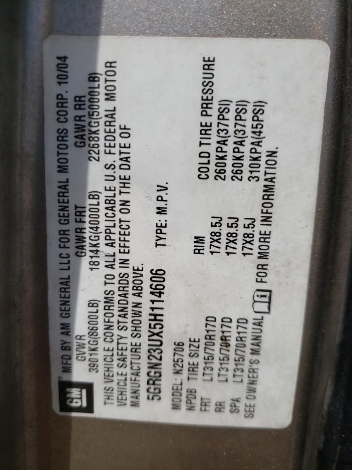 Photo 10 from auction – 2005 HUMMER H2 with VIN 5GRGN23UX5H114606