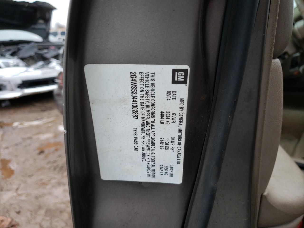 Photo 10 from auction – 2004 BUICK CENTURY CU with VIN 2G4WS52J441302887