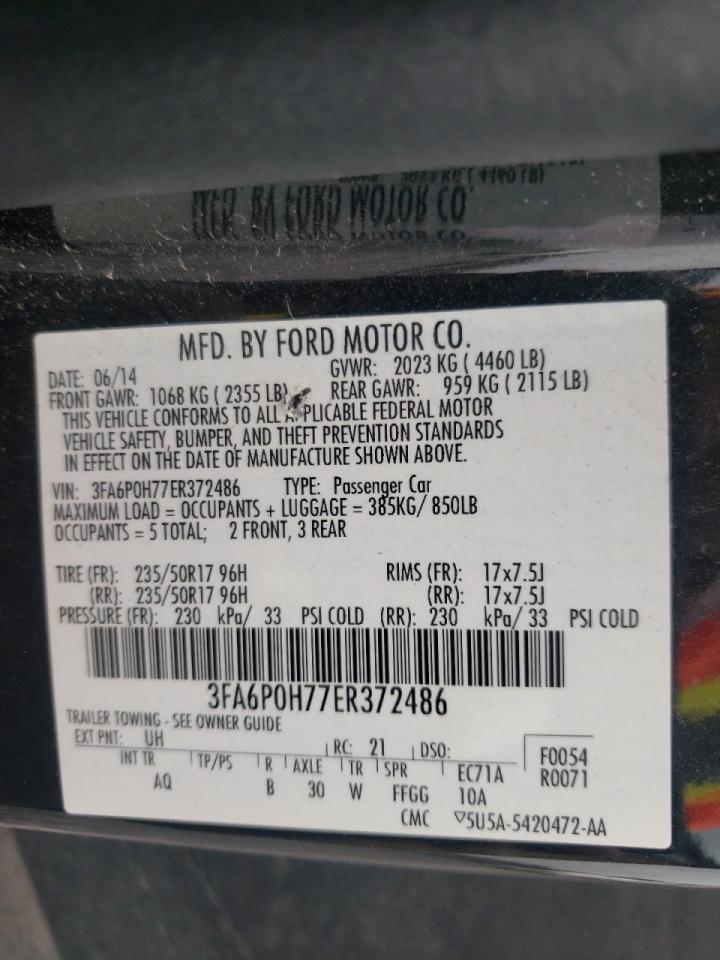 Photo 10 from auction – 2014 FORD FUSION SE with VIN 3FA6P0H77ER372486