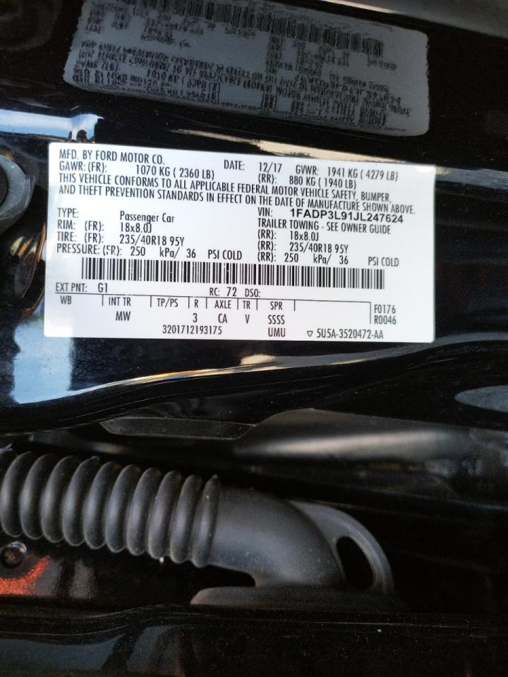 Photo 10 from auction – 2018 FORD FOCUS ST with VIN 1FADP3L91JL247624