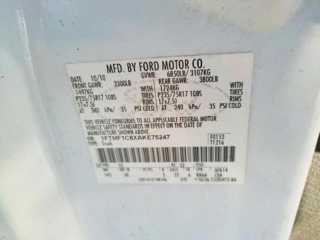 Photo 10 from auction – 2010 FORD F150 with VIN 1FTMF1C8XAKE75247