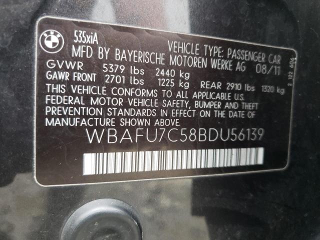 Photo 10 from auction – 2011 BMW 535 XI with VIN WBAFU7C58BDU56139