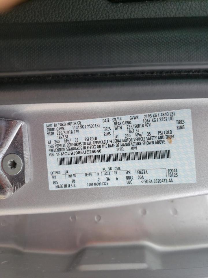 Photo 10 from auction – 2014 FORD ESCAPE TIT with VIN 1FMCU9J98EUE26646
