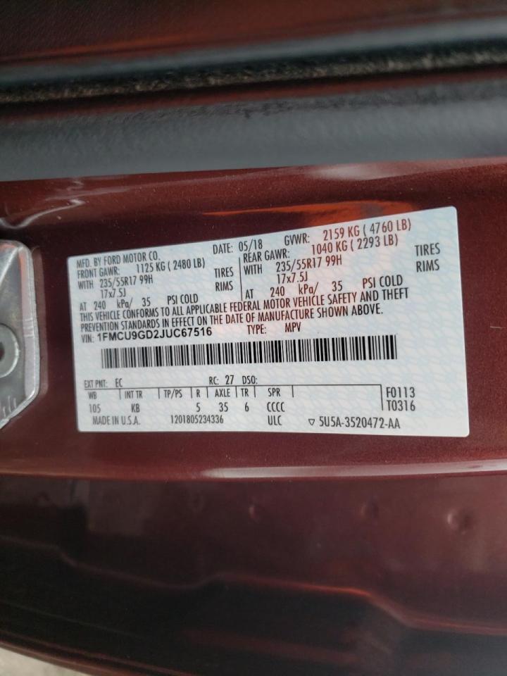 Photo 10 from auction – 2018 FORD ESCAPE SE with VIN 1FMCU9GD2JUC67516