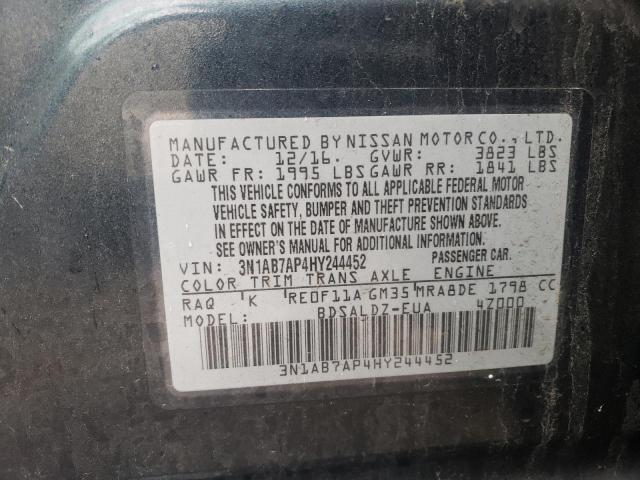 Photo 10 from auction – 2017 NISSAN SENTRA S with VIN 3N1AB7AP4HY244452