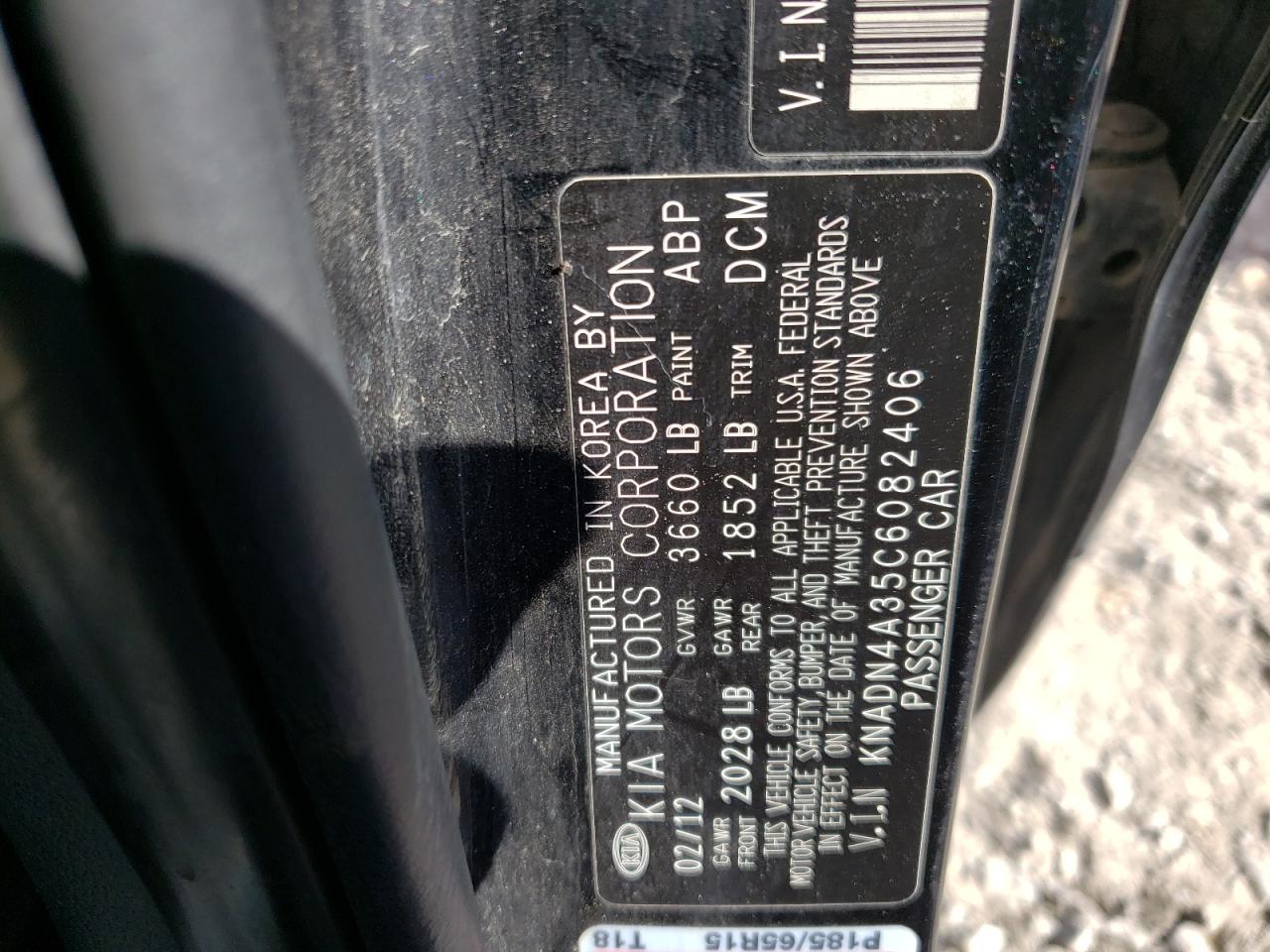 Photo 10 from auction – 2012 KIA RIO EX with VIN KNADN4A35C6082406