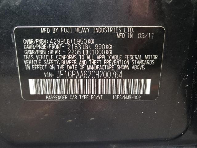 Photo 10 from auction – 2012 SUBARU IMPREZA with VIN JF1GPAA62CH200764