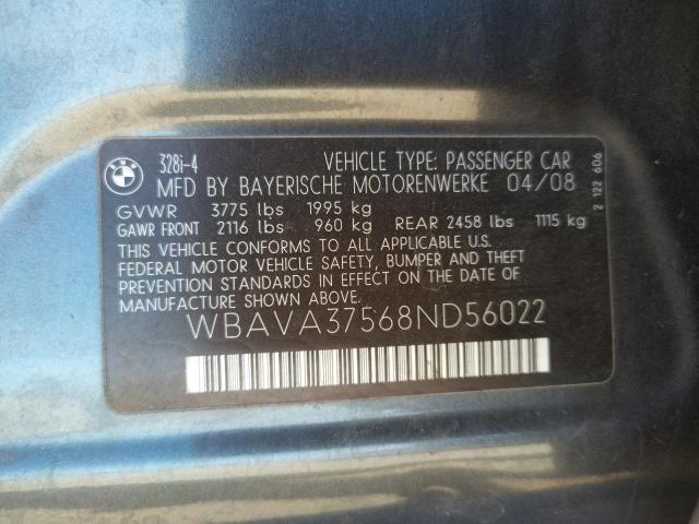Photo 10 from auction – 2008 BMW 328 I with VIN WBAVA37568ND56022
