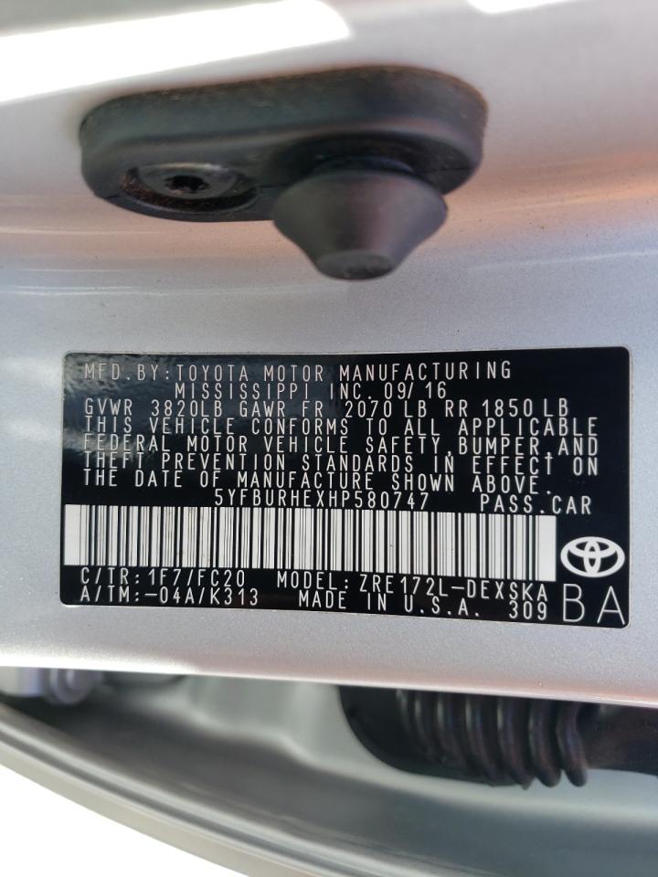 Фото 10 с аукциона – 2017 TOYOTA COROLLA L с VIN 5YFBURHEXHP580747