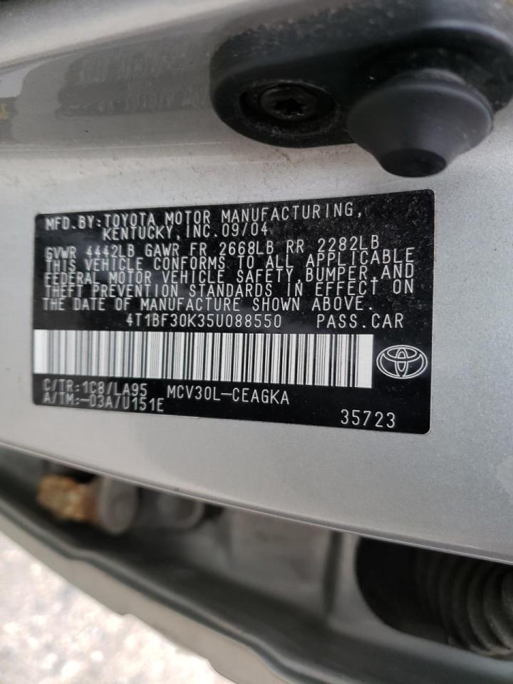 Photo 10 from auction – 2005 TOYOTA CAMRY LE with VIN 4T1BF30K35U088550
