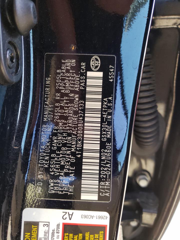 Photo 10 from auction – 2011 TOYOTA AVALON BAS with VIN 4T1BK3DB0BU437133