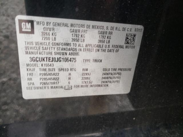 Photo 10 from auction – 2018 CHEVROLET SILVERADO with VIN 3GCUKTEJ0JG106475