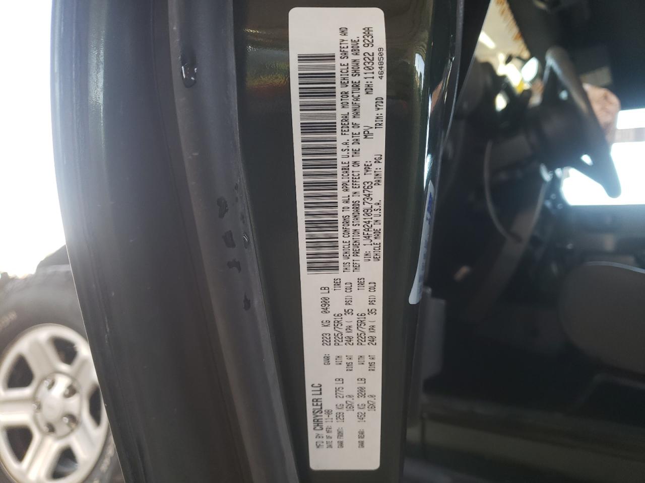 Photo 10 from auction – 2009 JEEP WRANGLER X with VIN 1J4FA24109L734763