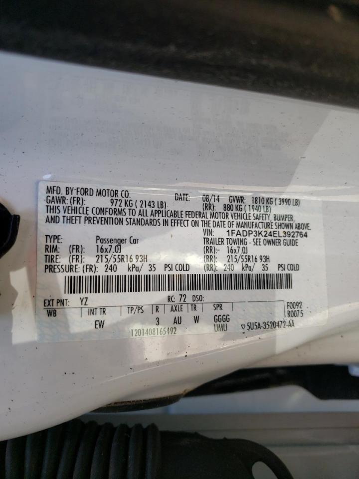 Photo 10 from auction – 2014 FORD FOCUS SE with VIN 1FADP3K24EL392764