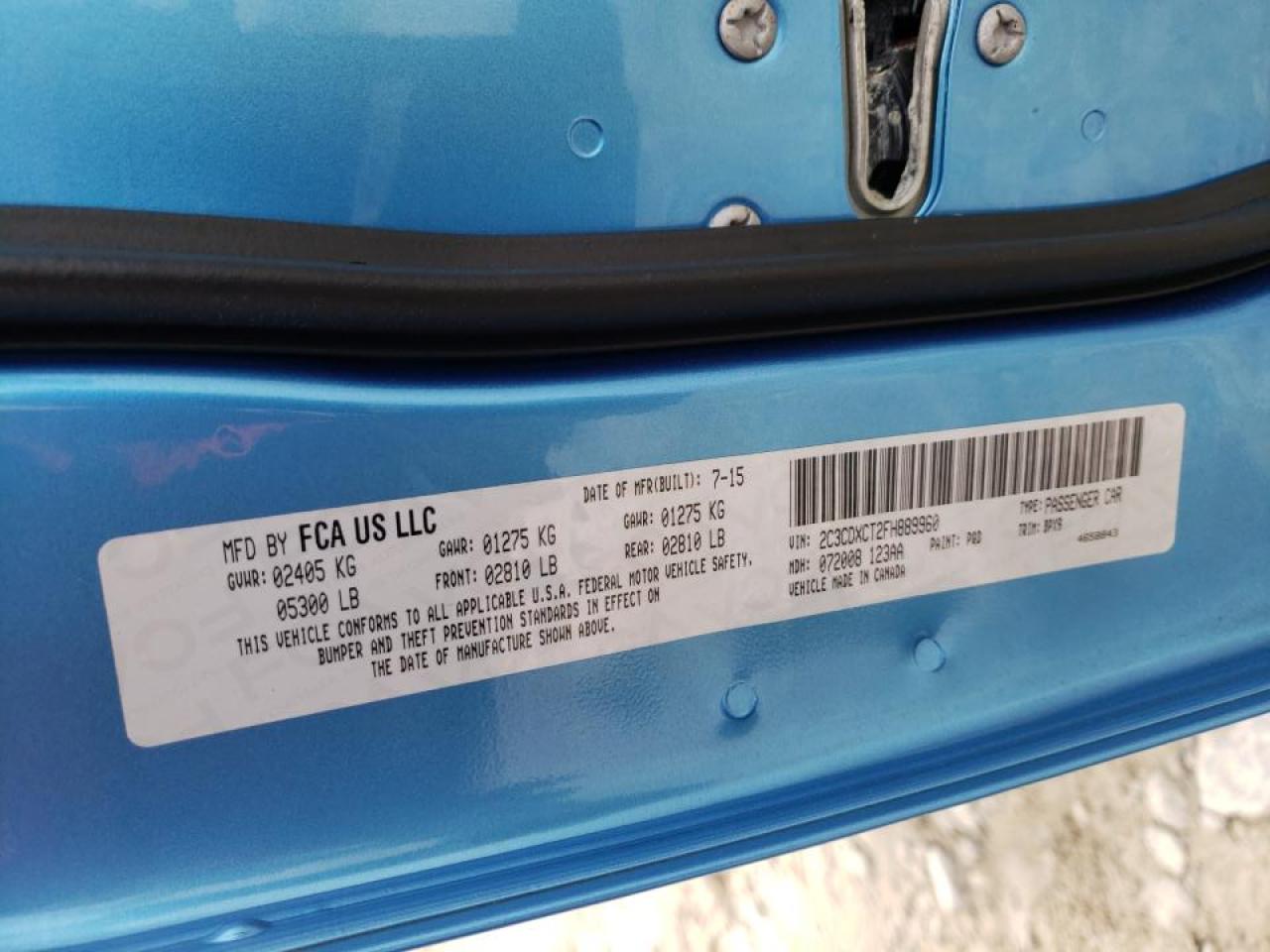 Photo 10 from auction – 2015 DODGE CHARGER R/ with VIN 2C3CDXCT2FH889960