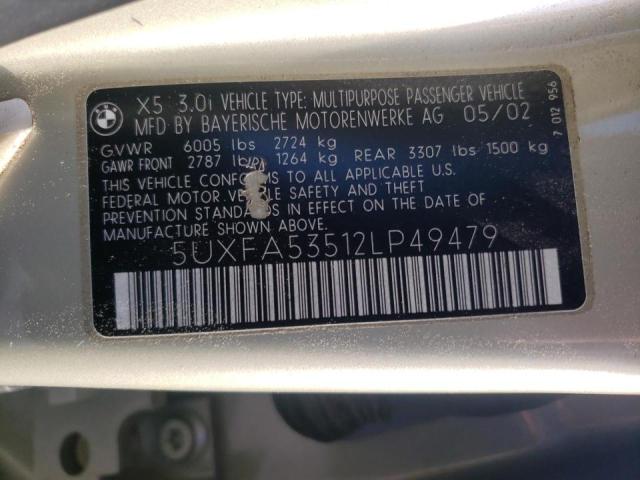 Photo 10 from auction – 2002 BMW X5 3.0I with VIN 5UXFA53512LP49479