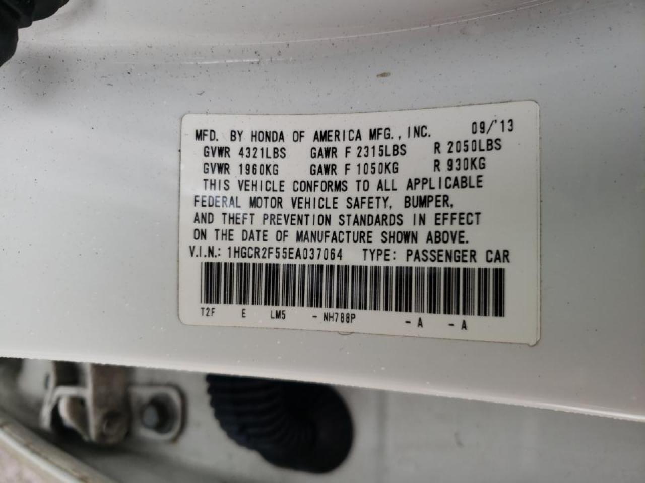 Photo 10 from auction – 2014 HONDA ACCORD SPO with VIN 1HGCR2F55EA037064