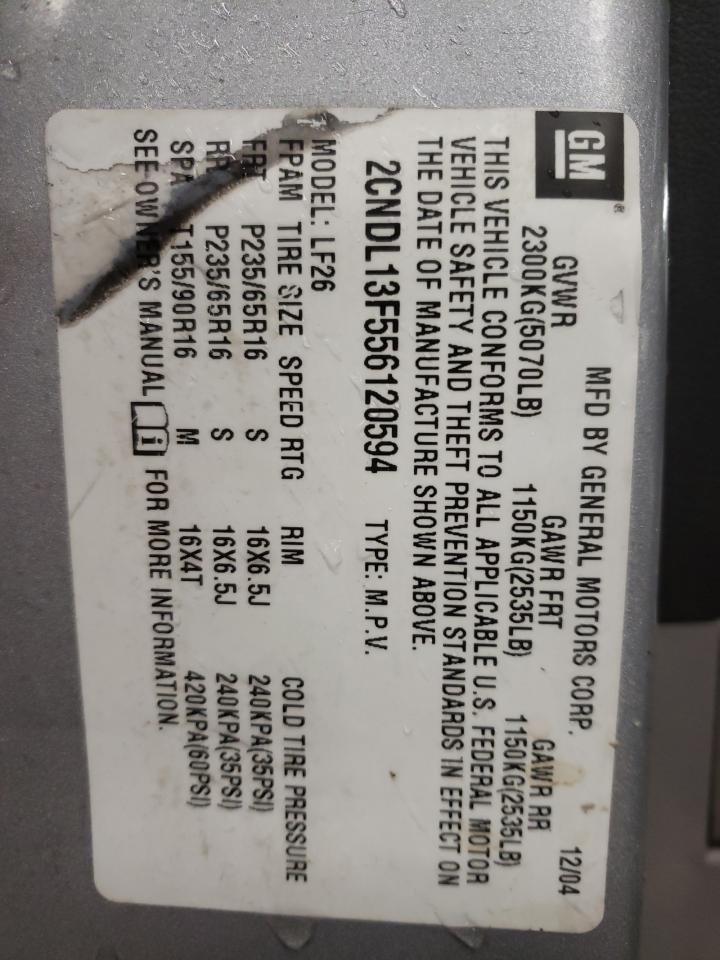 Photo 10 from auction – 2005 CHEVROLET EQUINOX LS with VIN 2CNDL13F556120594