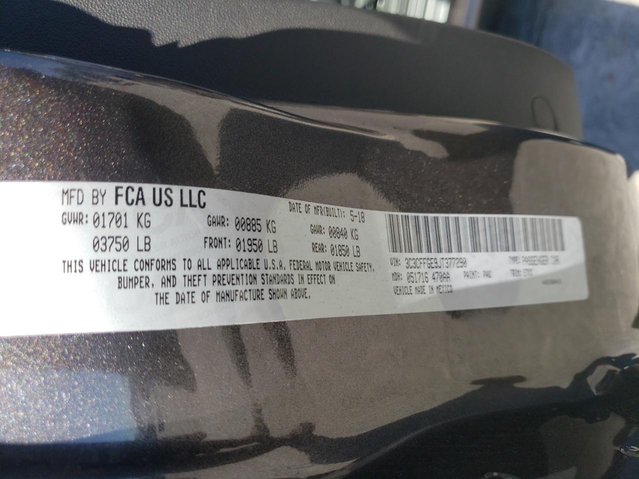 Photo 10 from auction – 2018 FIAT 500 ELECTR with VIN 3C3CFFGE9JT377290