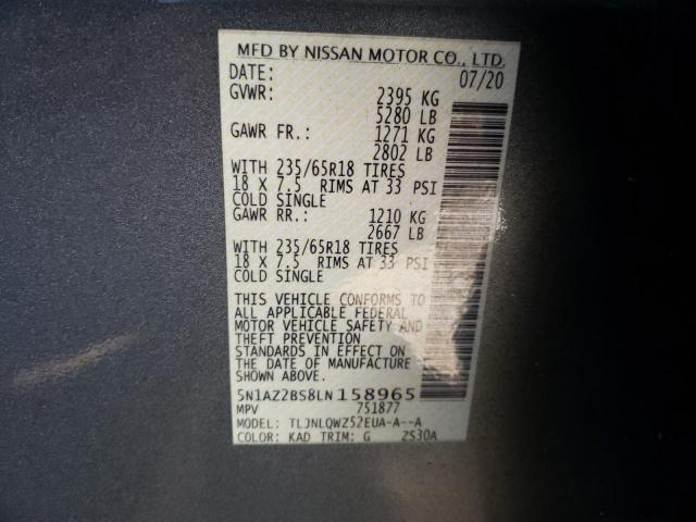 Photo 10 from auction – 2020 NISSAN MURANO SV with VIN 5N1AZ2BS8LN158965