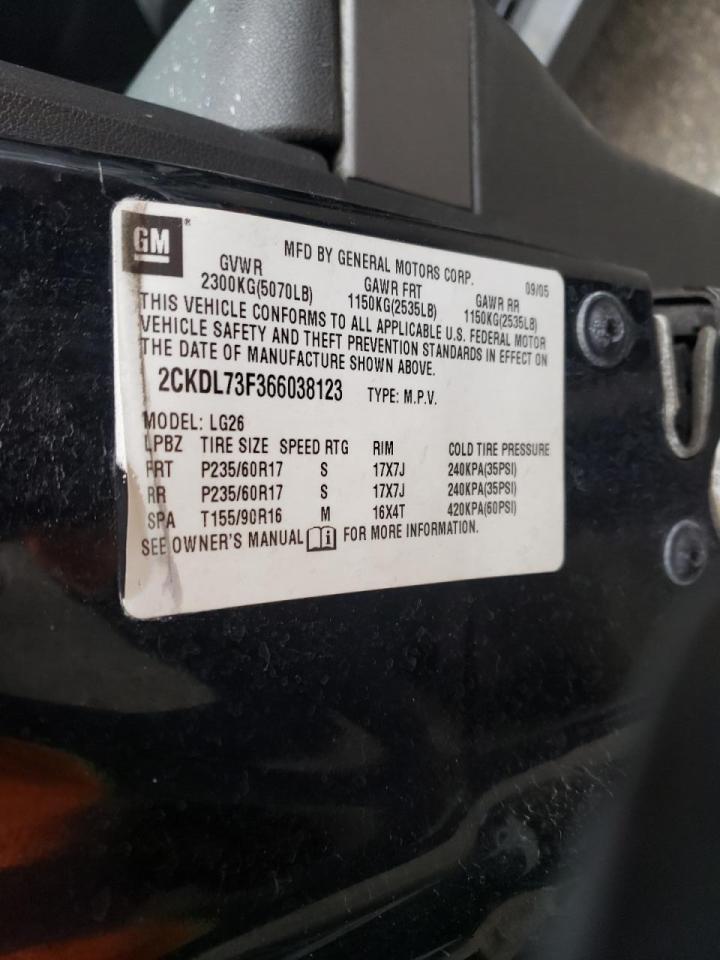 Photo 10 from auction – 2006 PONTIAC TORRENT with VIN 2CKDL73F366038123