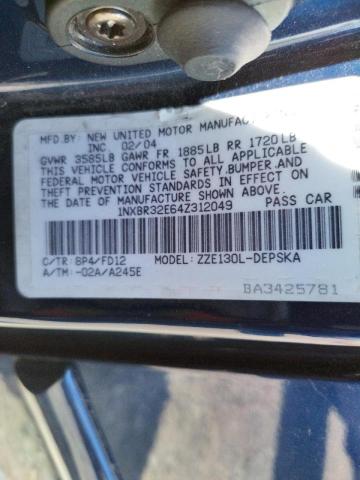 Photo 10 from auction – 2004 TOYOTA COROLLA CE with VIN 1NXBR32E64Z312049