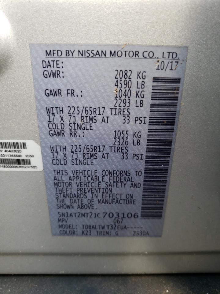 Photo 10 from auction – 2018 NISSAN ROGUE S with VIN 5N1AT2MT2JC703106