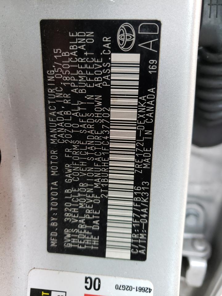 Photo 10 from auction – 2015 TOYOTA COROLLA L with VIN 2T1BURHE1FC437702