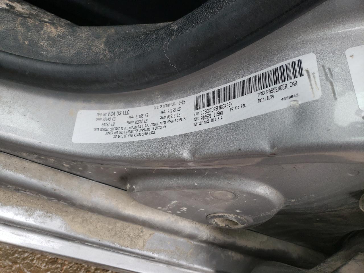 Photo 10 from auction – 2015 CHRYSLER 200 C with VIN 1C3CCCCG3FN654957