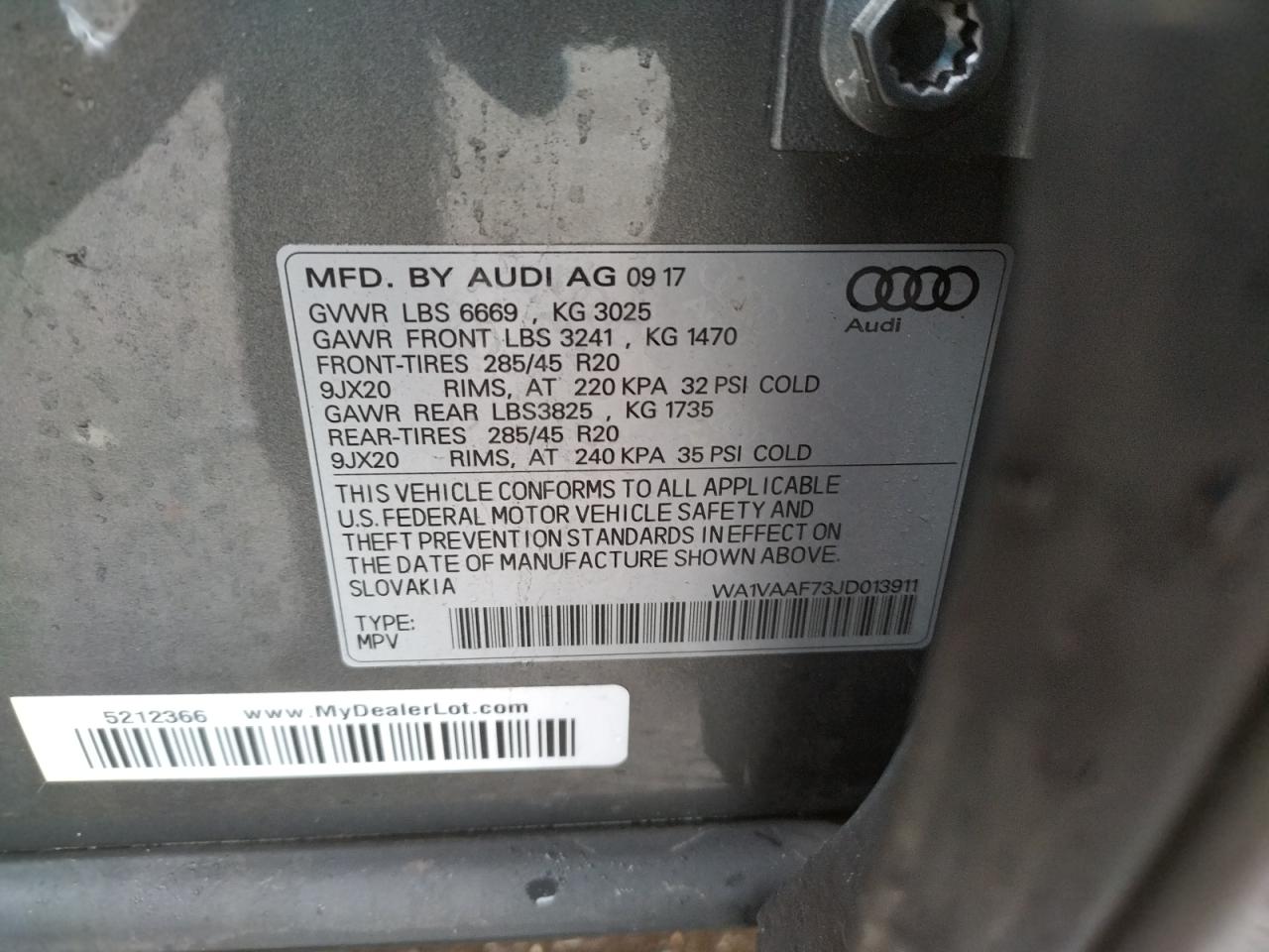 Photo 10 from auction – 2018 AUDI Q7 PRESTIG with VIN WA1VAAF73JD013911