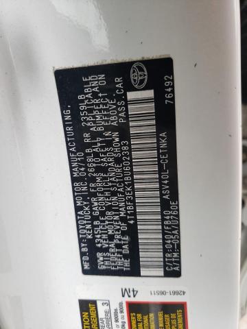 Zdjęcie 10 z aukcji – 2011 TOYOTA CAMRY BASE z VIN 4T1BF3EK1BU602383