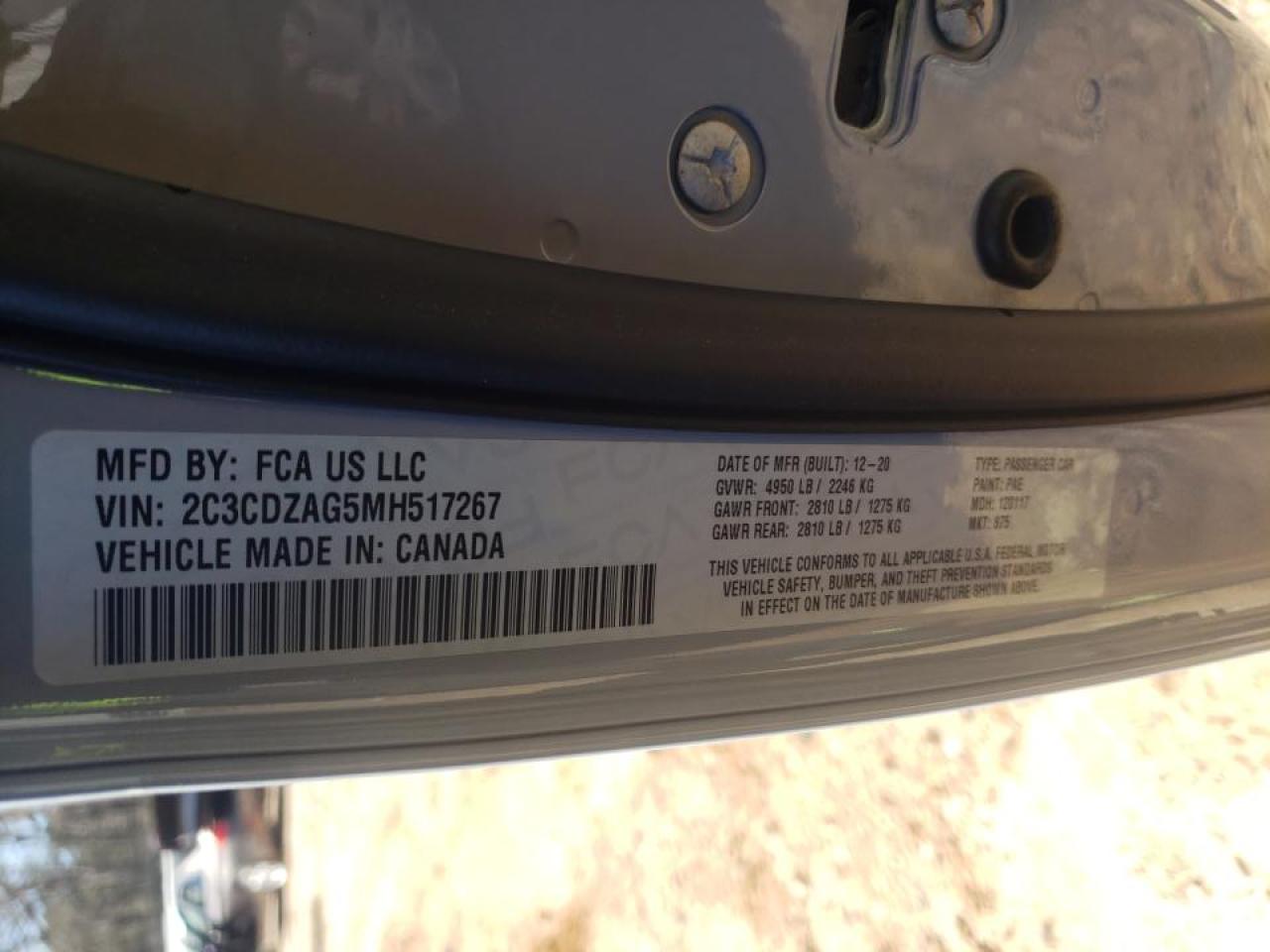 Photo 10 from auction – 2021 DODGE CHALLENGER with VIN 2C3CDZAG5MH517267