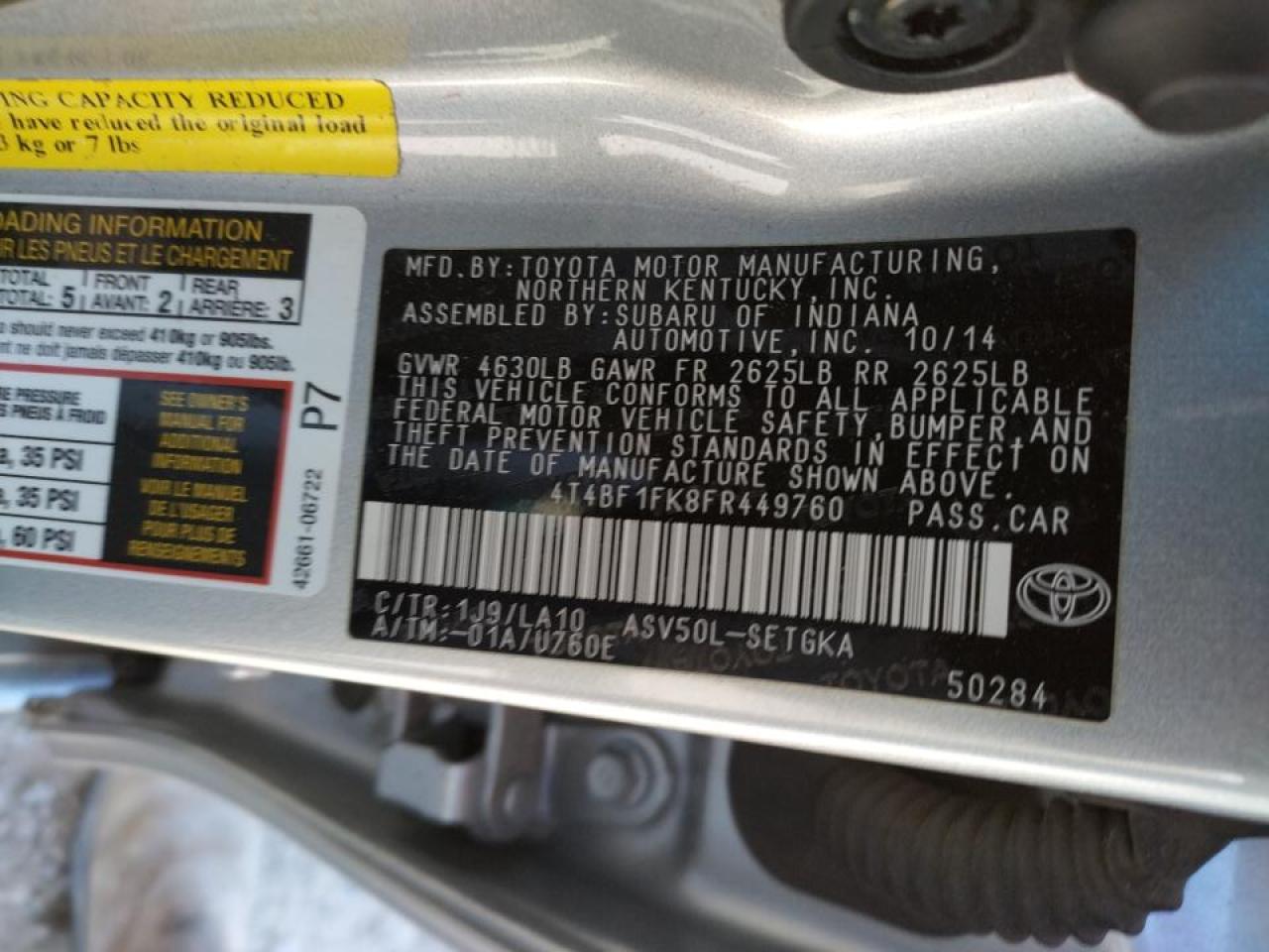 Photo 10 from auction – 2015 TOYOTA CAMRY LE with VIN 4T4BF1FK8FR449760