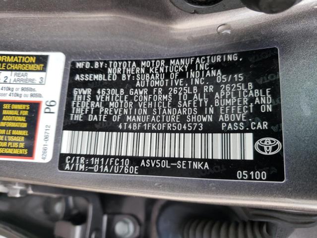 Photo 10 from auction – 2015 TOYOTA CAMRY LE with VIN 4T4BF1FK0FR504573