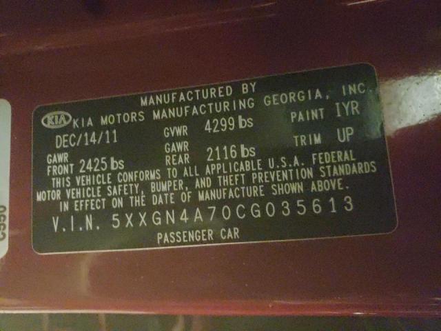 Photo 10 from auction – 2012 KIA OPTIMA EX with VIN 5XXGN4A70CG035613
