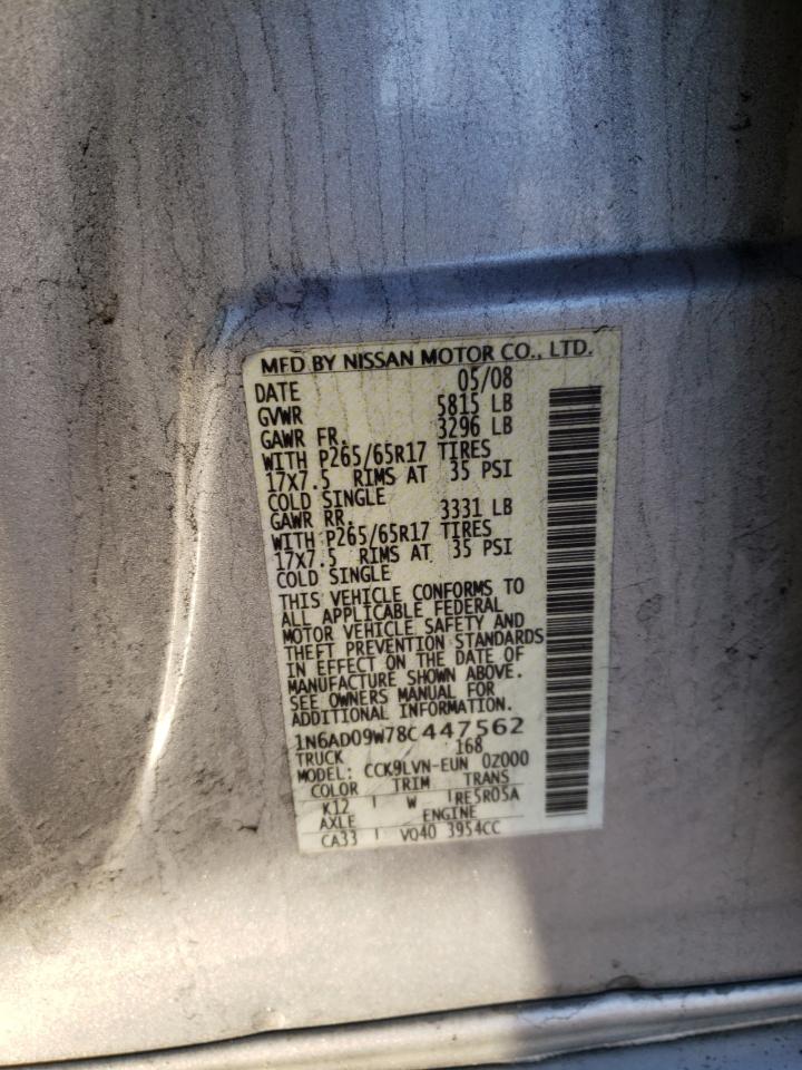 Photo 10 from auction – 2008 NISSAN FRONTIER C with VIN 1N6AD09W78C447562
