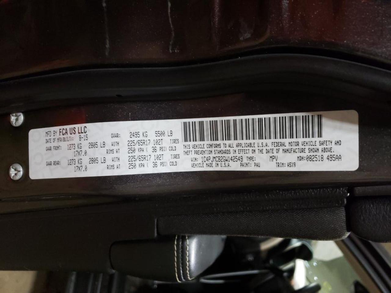 Photo 10 from auction – 2016 JEEP CHEROKEE L with VIN 1C4PJMCB2GW142549