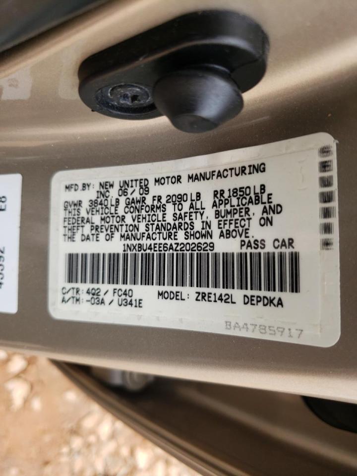Photo 10 from auction – 2010 TOYOTA COROLLA BA with VIN 1NXBU4EE6AZ202629