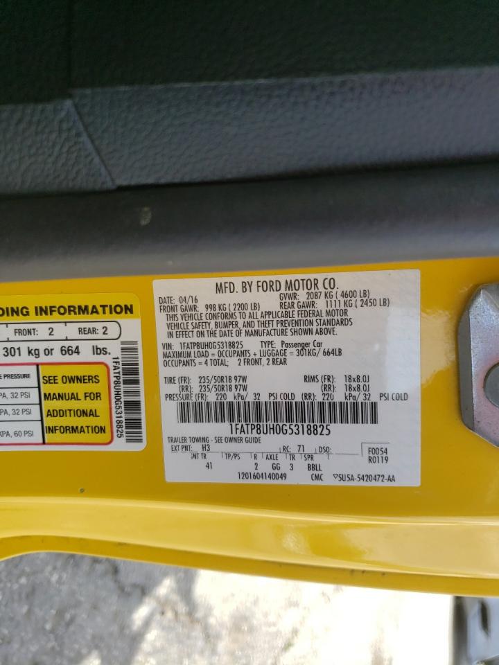 Photo 10 from auction – 2016 FORD MUSTANG with VIN 1FATP8UH0G5318825