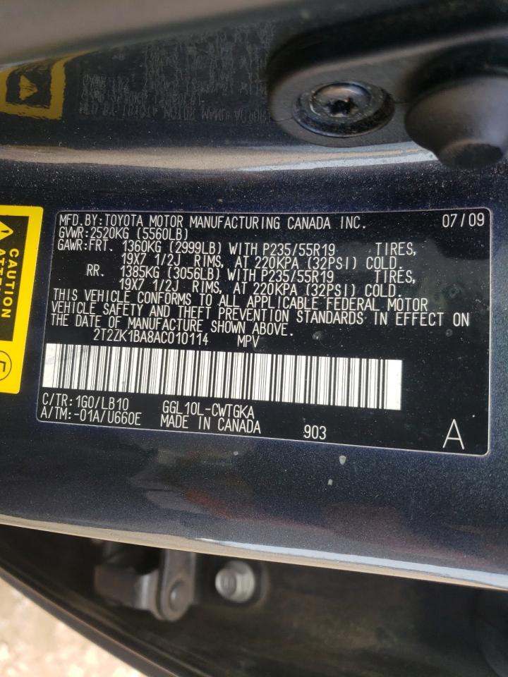 Photo 10 from auction – 2010 LEXUS RX 350 with VIN 2T2ZK1BA8AC010114