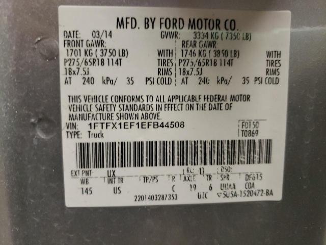 Photo 10 from auction – 2014 FORD F150 SUPER with VIN 1FTFX1EF1EFB44508