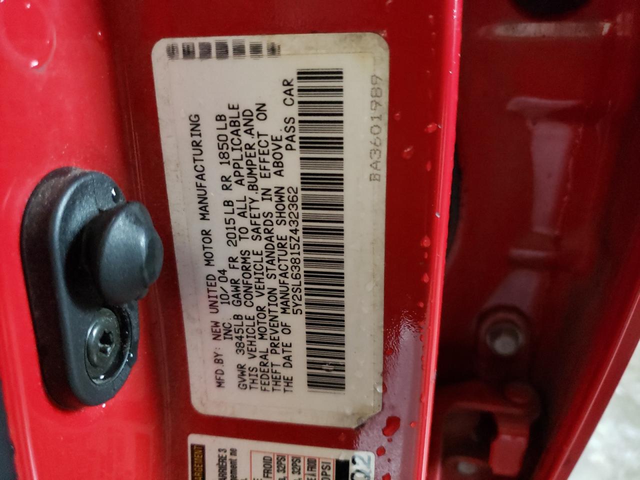Photo 10 from auction – 2005 PONTIAC VIBE with VIN 5Y2SL63815Z432362