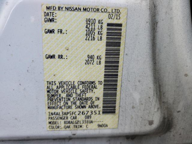 Photo 10 from auction – 2015 NISSAN ALTIMA 2.5 with VIN 1N4AL3AP5FC267351