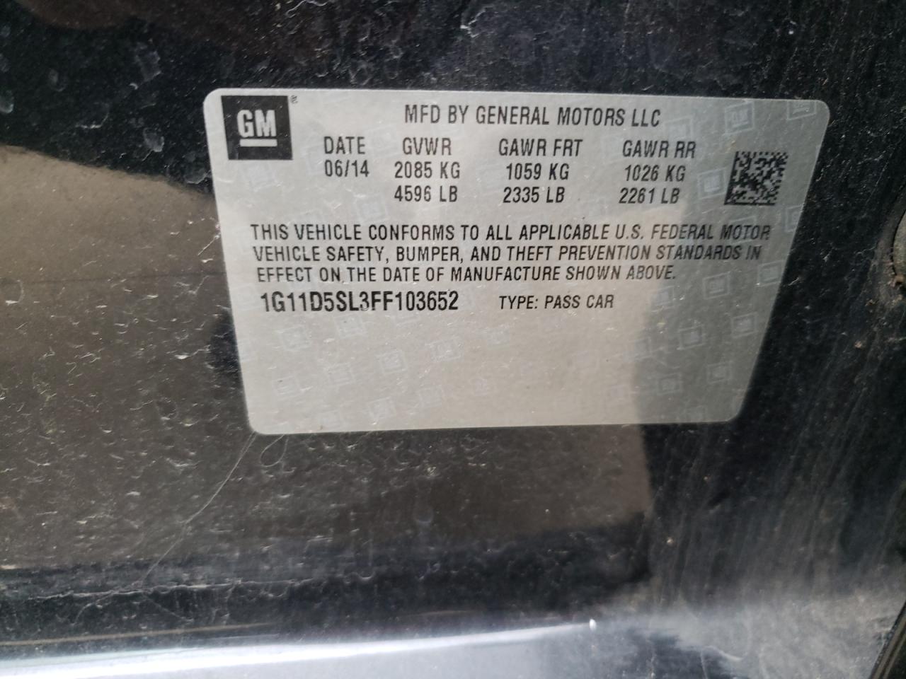 Photo 10 from auction – 2015 CHEVROLET MALIBU 2LT with VIN 1G11D5SL3FF103652