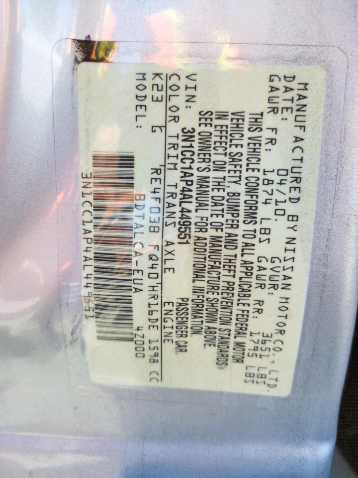 Photo 10 from auction – 2010 NISSAN VERSA with VIN 3N1CC1AP4AL449551