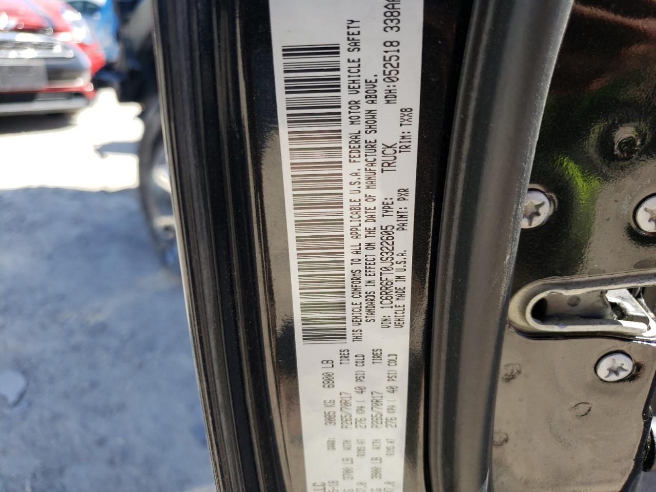 Photo 10 from auction – 2018 RAM 1500 ST with VIN 1C6RR6FT0JS322605