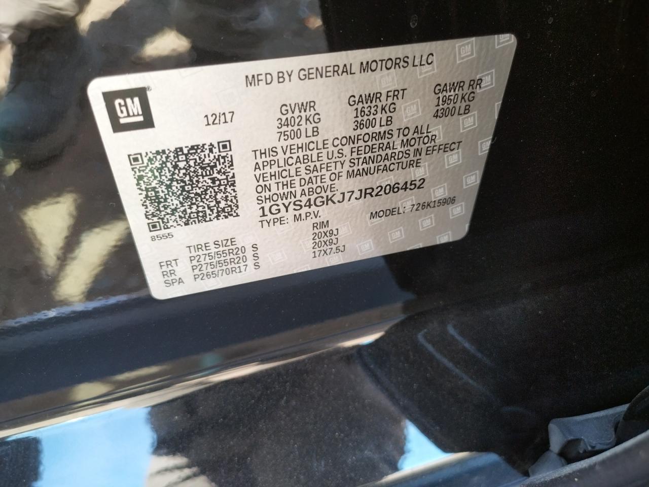 Photo 10 from auction – 2018 CADILLAC ESCALADE E with VIN 1GYS4GKJ7JR206452