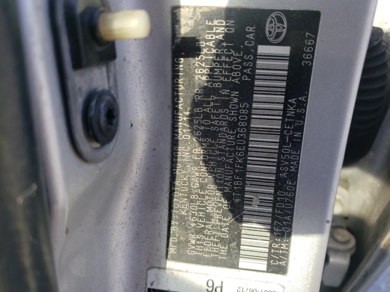 Photo 10 from auction – 2014 TOYOTA CAMRY L with VIN 4T1BF1FK6EU368085
