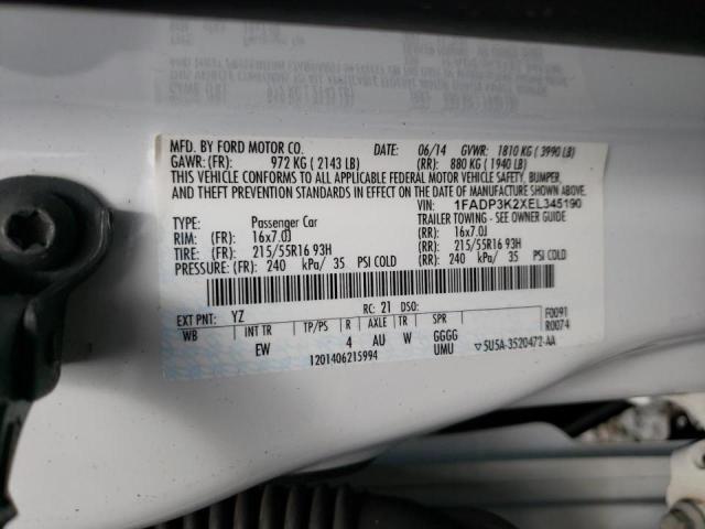 Photo 10 from auction – 2014 FORD FOCUS SE with VIN 1FADP3K2XEL345190