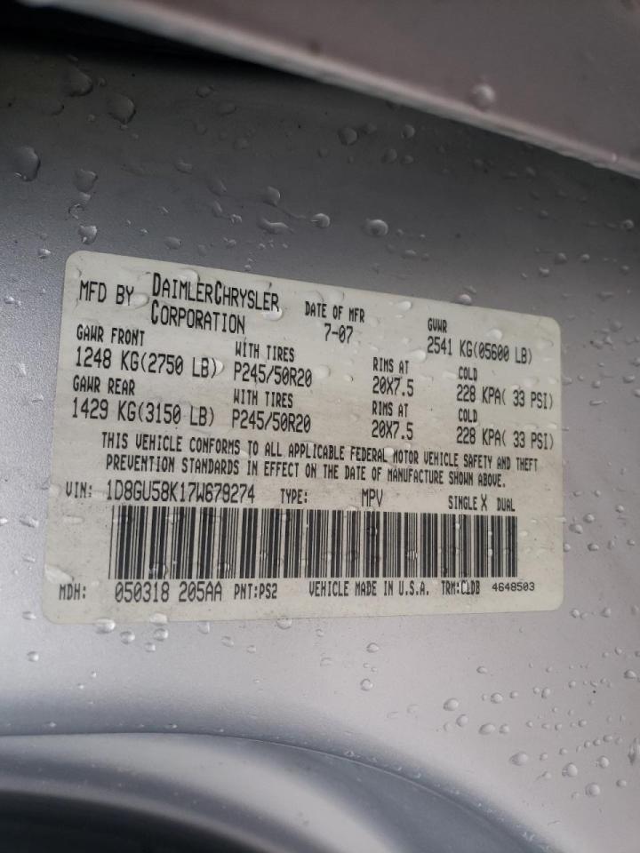Photo 10 from auction – 2007 DODGE NITRO SLT with VIN 1D8GU58K17W679274